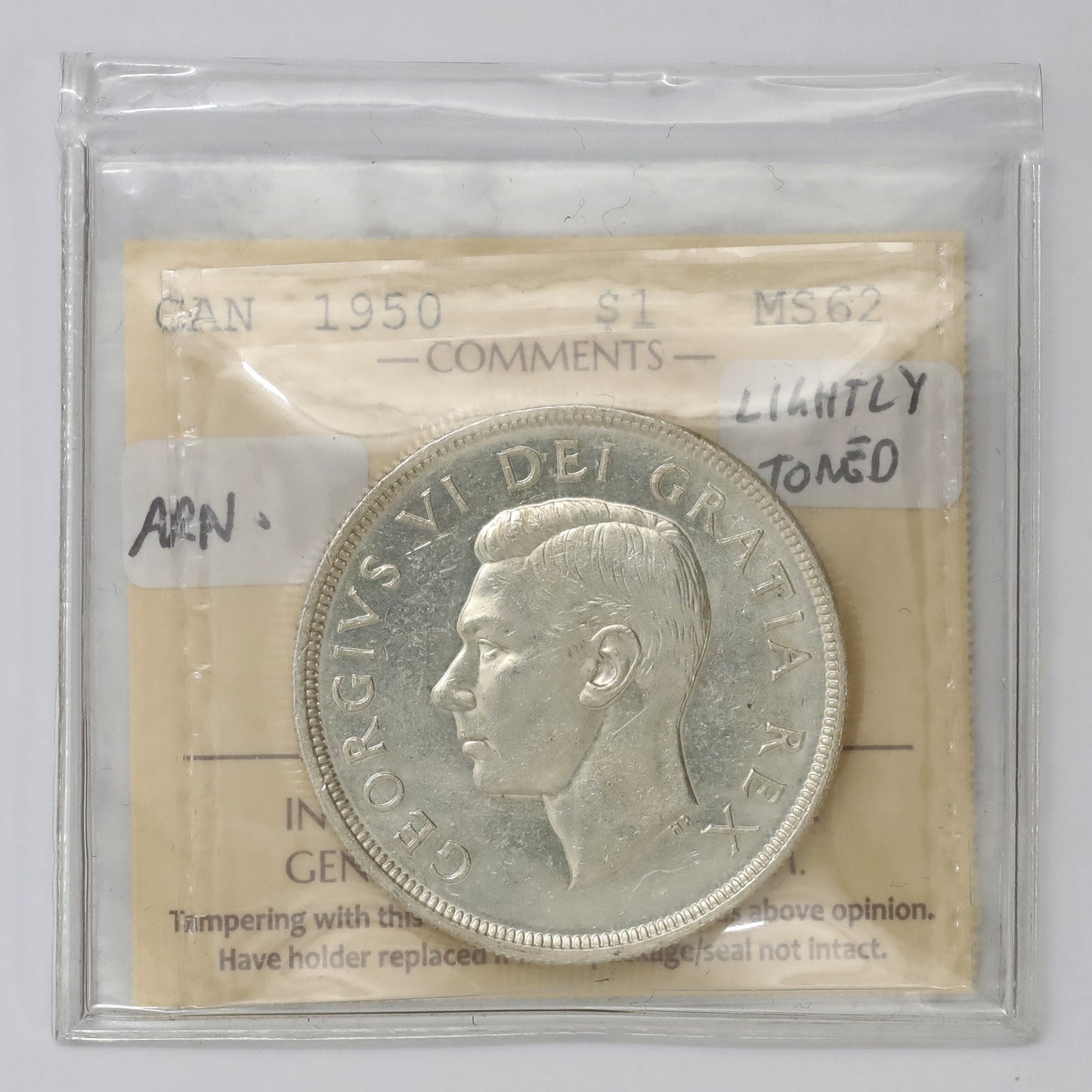 1950 Arnprior Canada Dollar ICCS Certified MS62 (lightly toned)