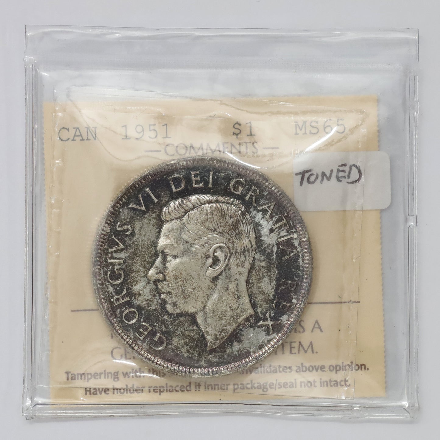 1951 Canada Dollar ICCS Certified MS65 (toned)