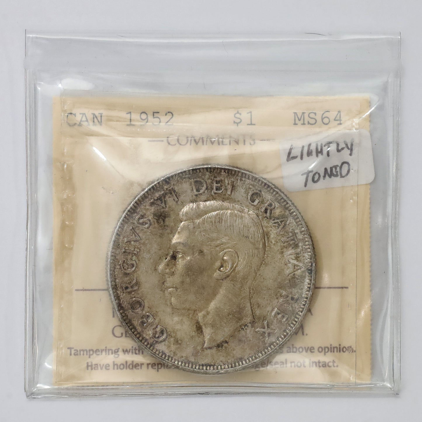 1952 Canada Dollar ICCS Certified MS64 (lightly toned)