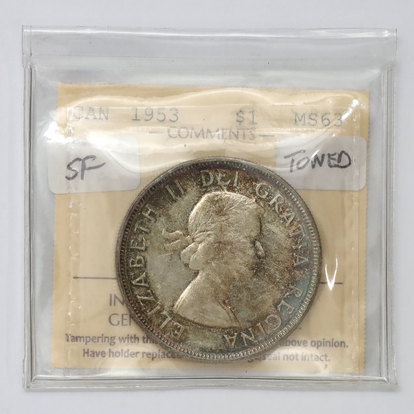 1953 SF Canada Dollar ICCS Certified MS63 (toned)