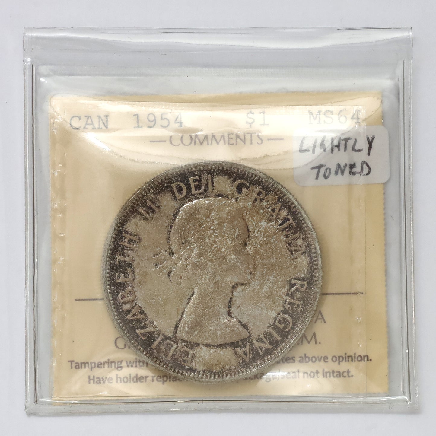 1954 Canada Dollar ICCS Certified MS64 (lightly toned)