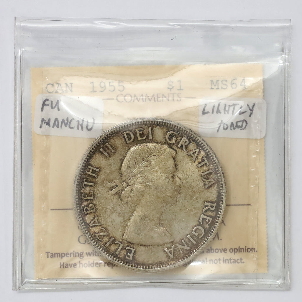 1955 Fu Manchu Canada Dollar ICCS Certified MS64 (lightly toned)