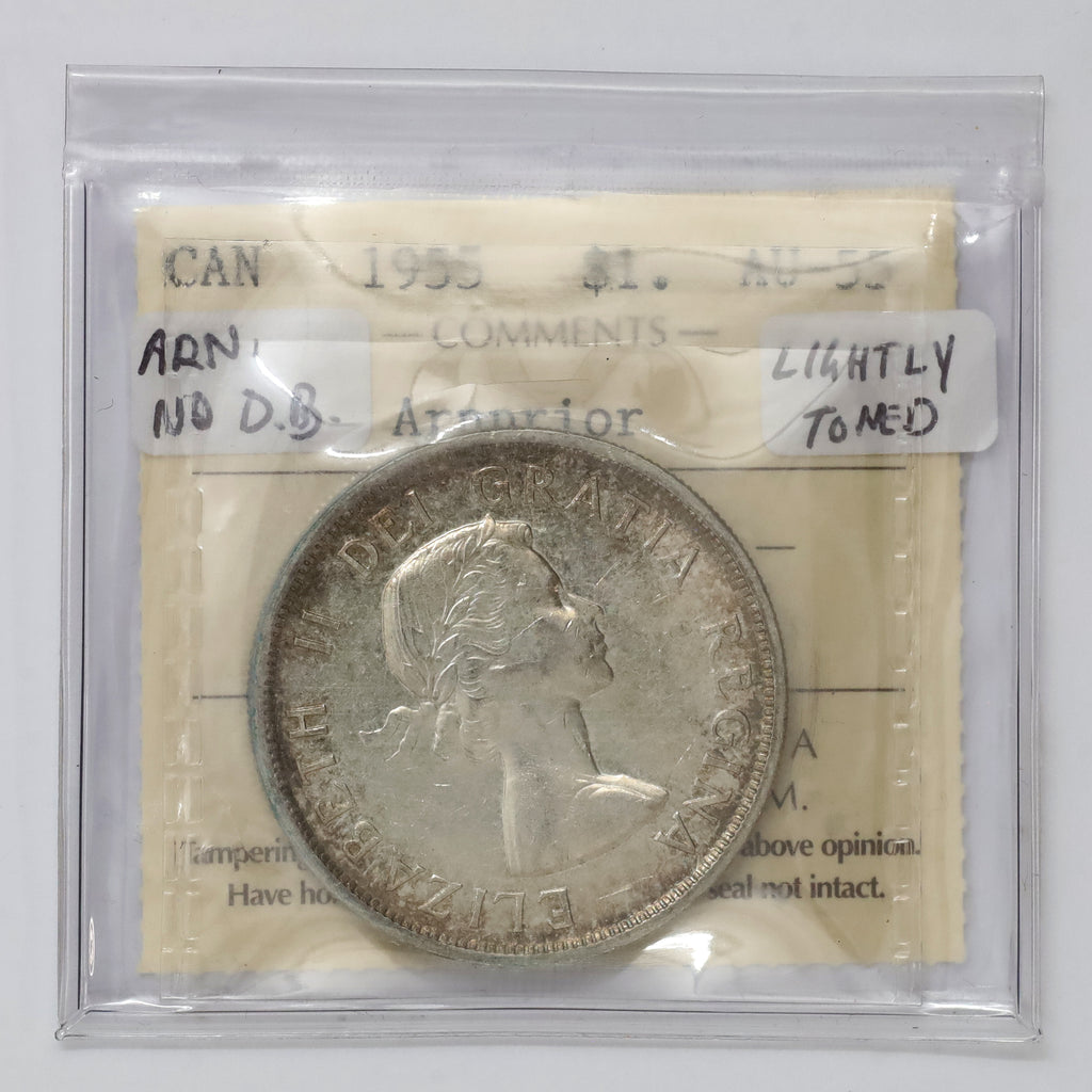1955 Arnprior No Die Break Canada Dollar ICCS Certified AU55 (lightly toned)