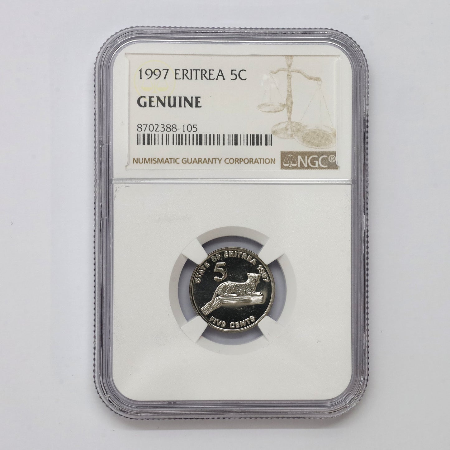 Eritrea 1997 5 cents NGC Certified Genuine