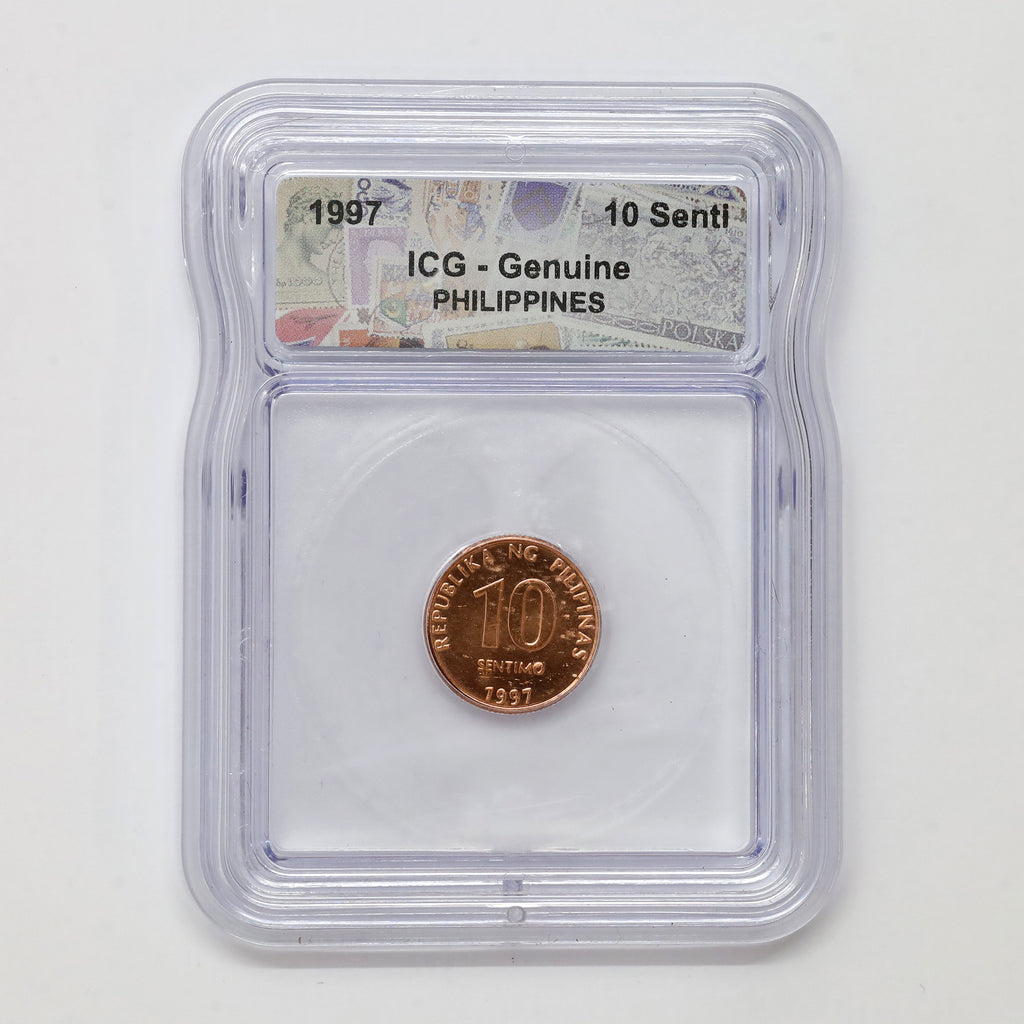 Philippines 1997 10 Sentimos ICG Certified Genuine