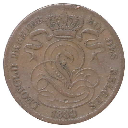 Belgium 1833 Leopold I 10 Centimes Fine (F12) DOD