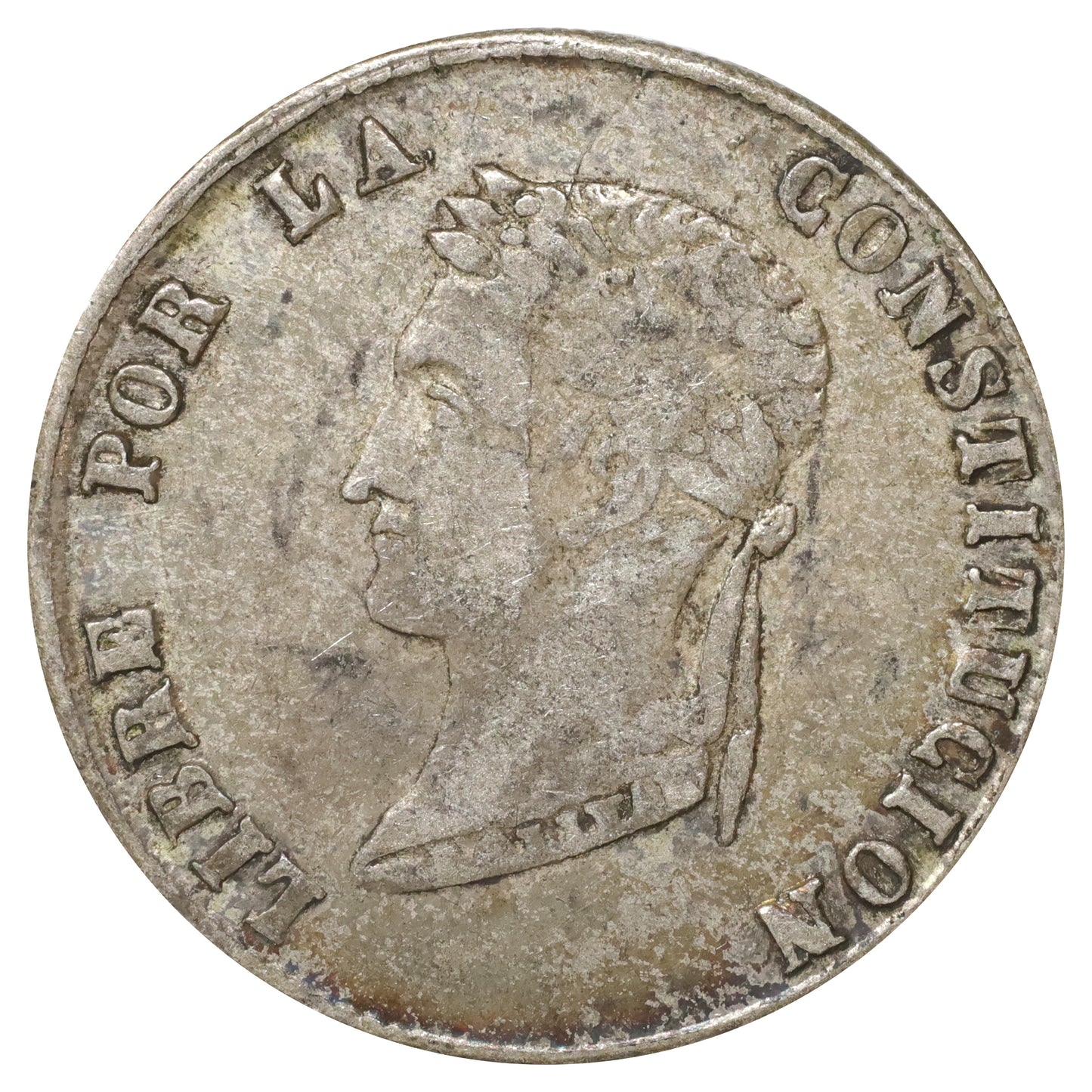Bolivia 1855 4 Soles Extra Fine (EF40) rim bump