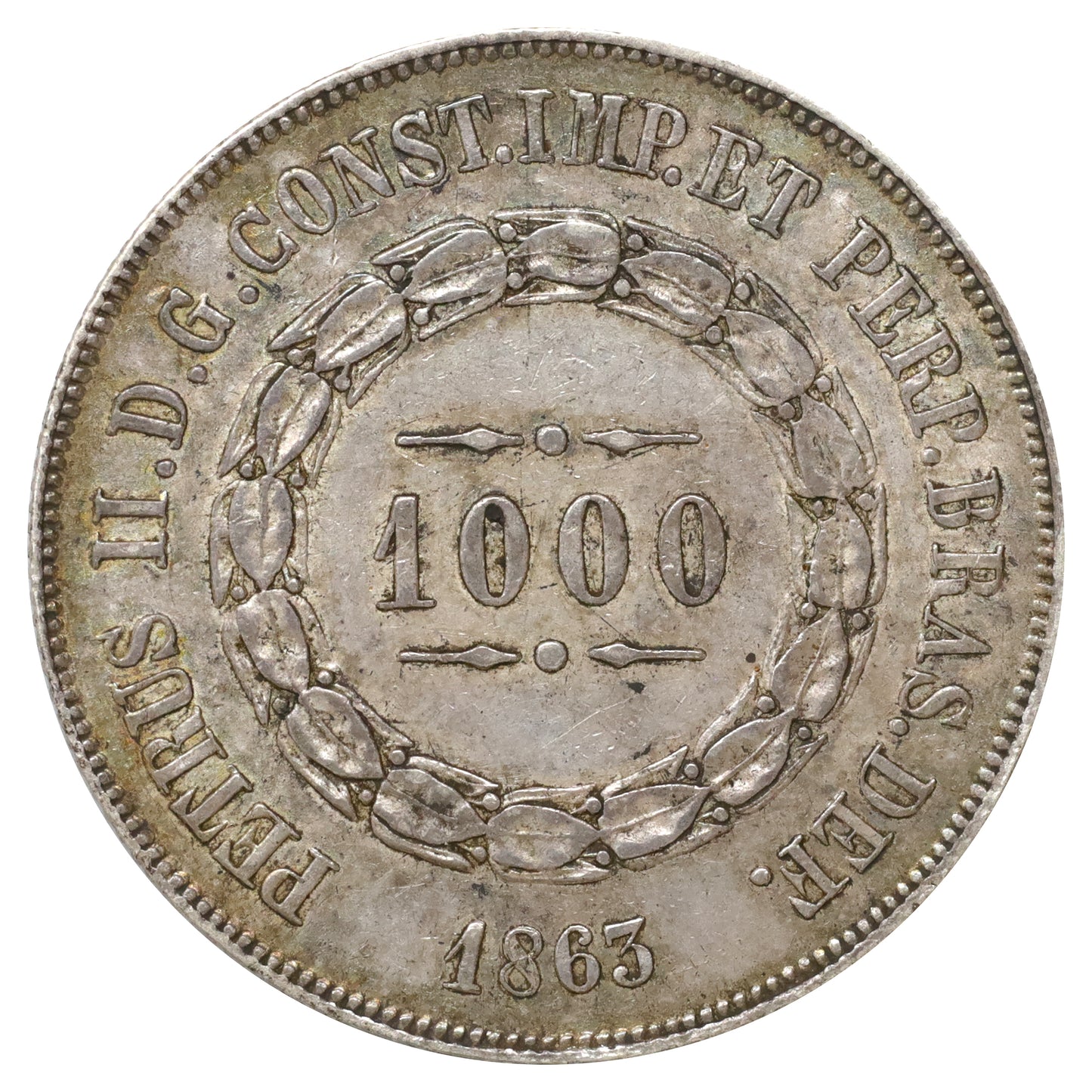 Brazil 1863 Pedro II 1000 Reis (DOD)