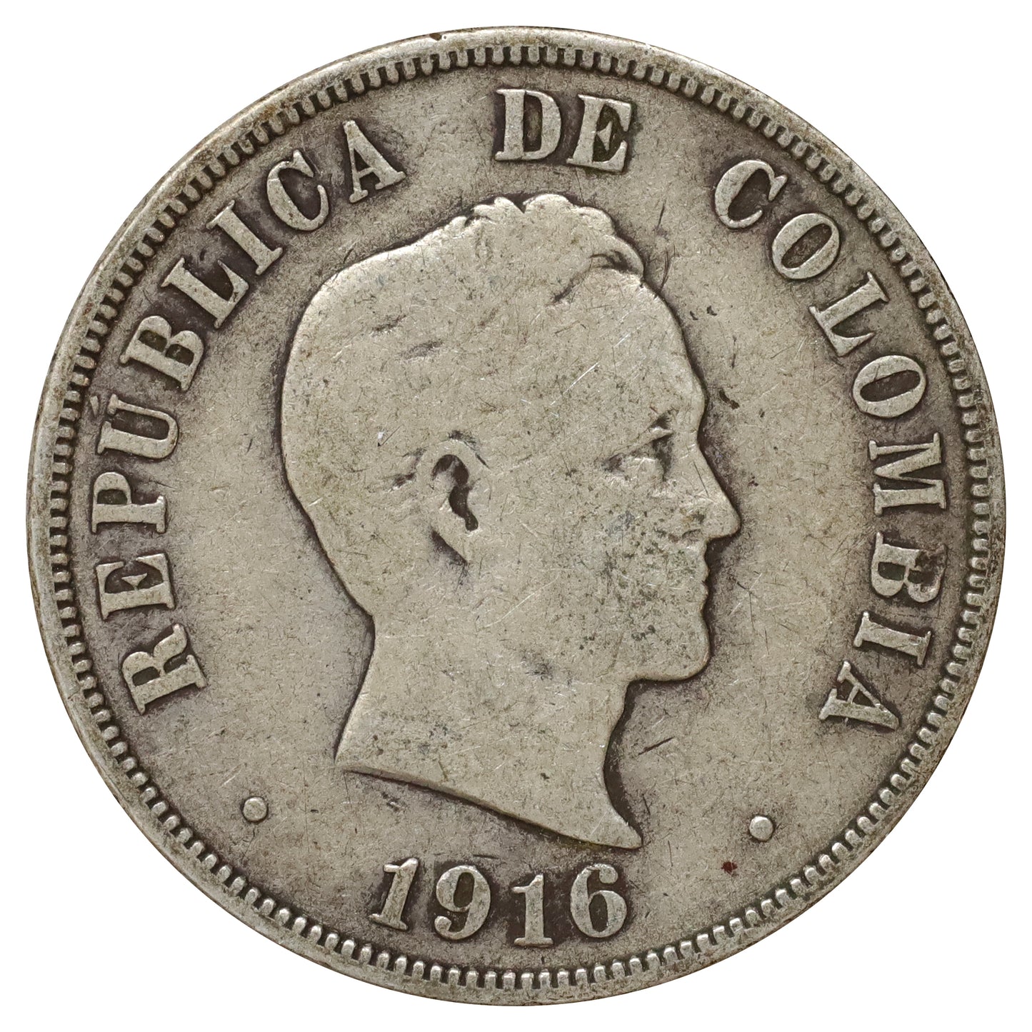 Colombia 1916 50 Centavos Fine (F12) DOD