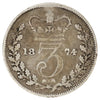 Great Britain 1874 Threepence Very Good (VG8) toned