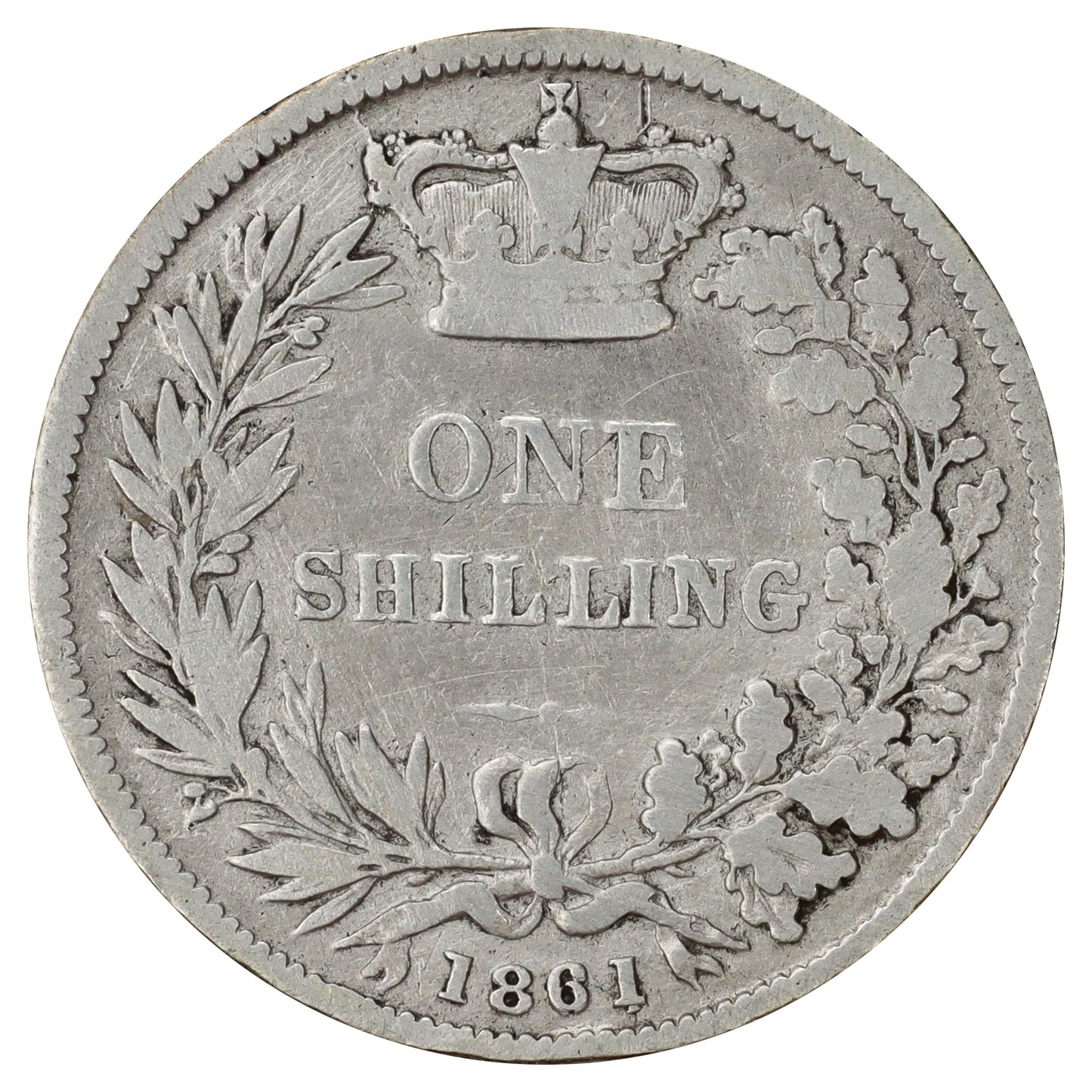 Great Britain 1861 1 Shilling Very Good (VG8) impaired