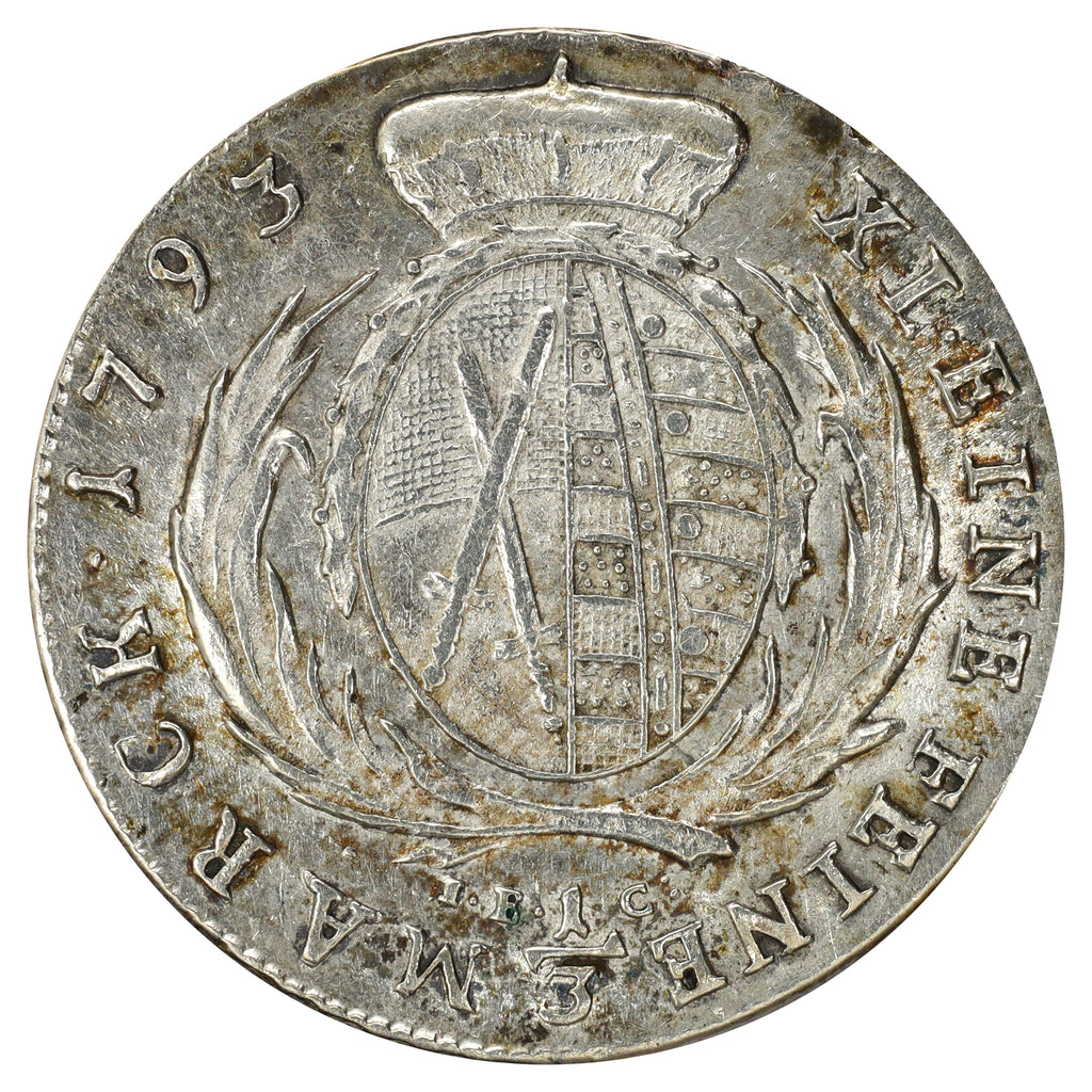 German States 1793 Saxony-Albertine Conventionsthaler EF-AU (EF45) cleaned