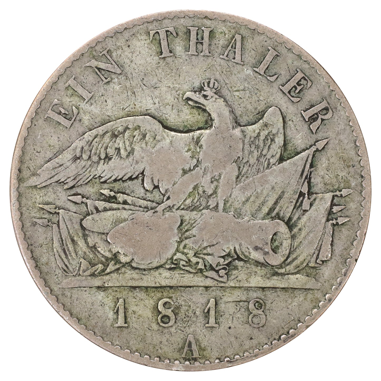 German States 1818 Prussia Frederick William III 1 Thaler Fine (F12) scratched