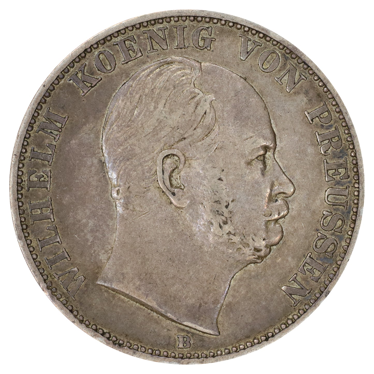 German States 1866 Prussia Wilhelm I 1 Thaler Very Fine (VF30) DOD