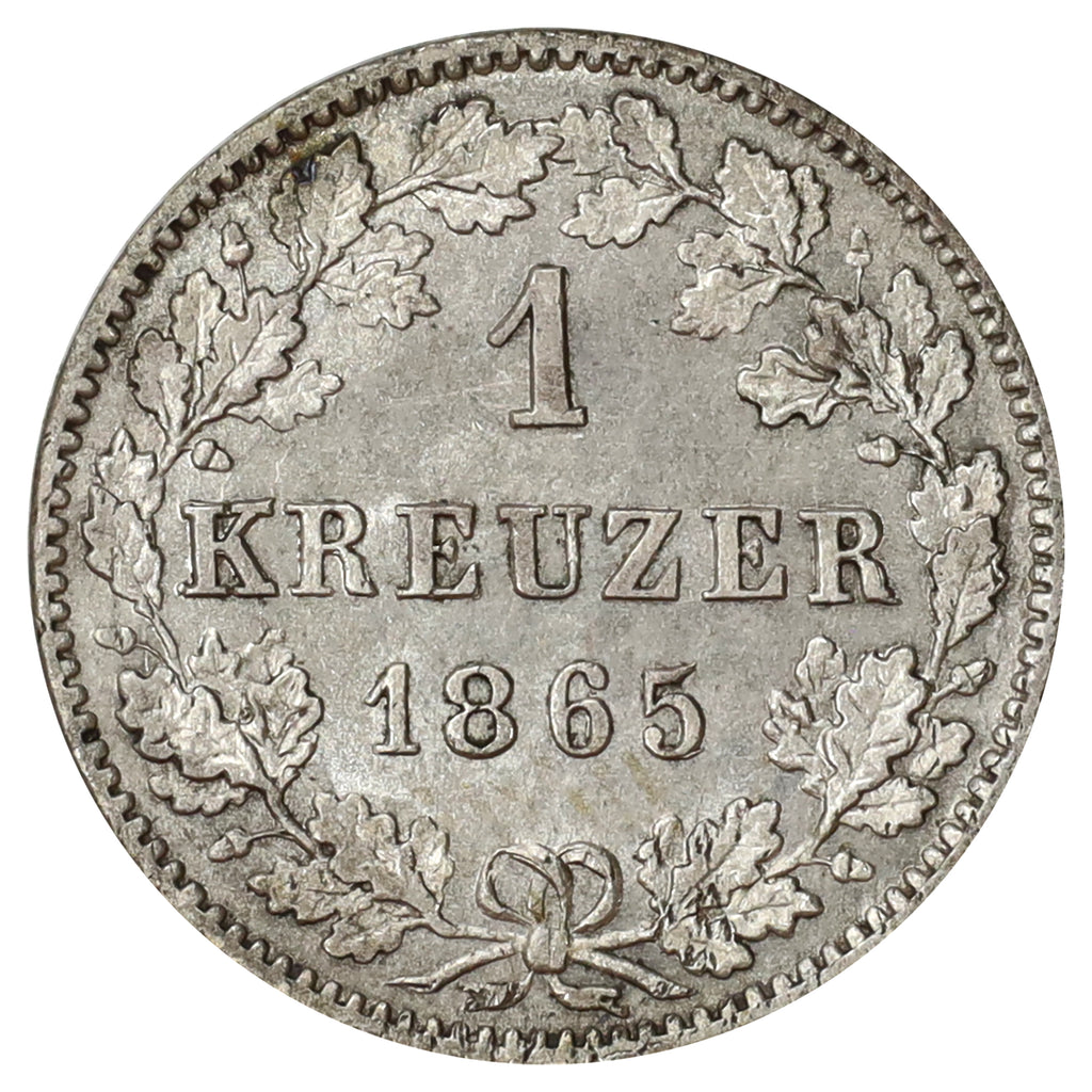 German States 1865 Wurttemberg Kreuzer Brilliant Uncirculated (MS63) spots
