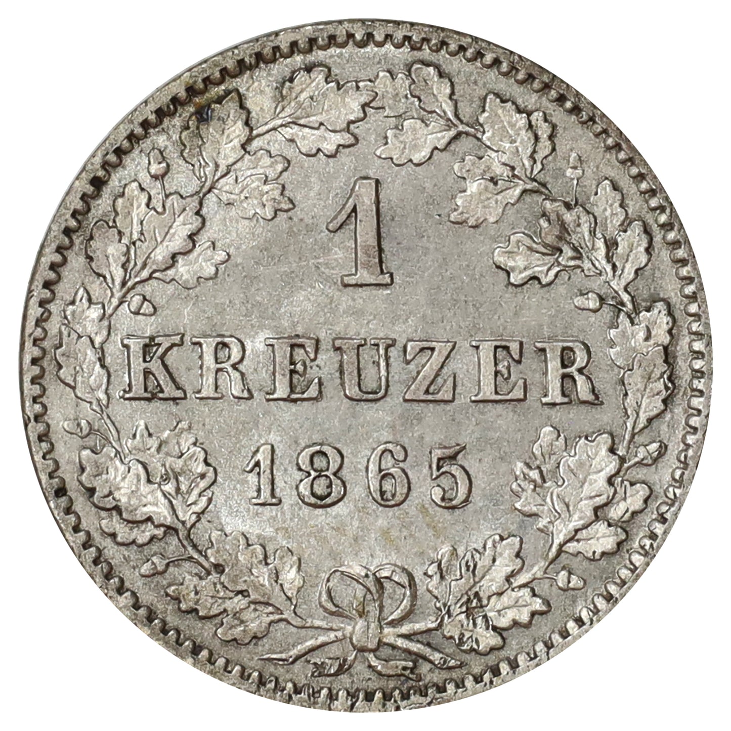 German States 1865 Wurttemberg Kreuzer Brilliant Uncirculated (MS63) spots