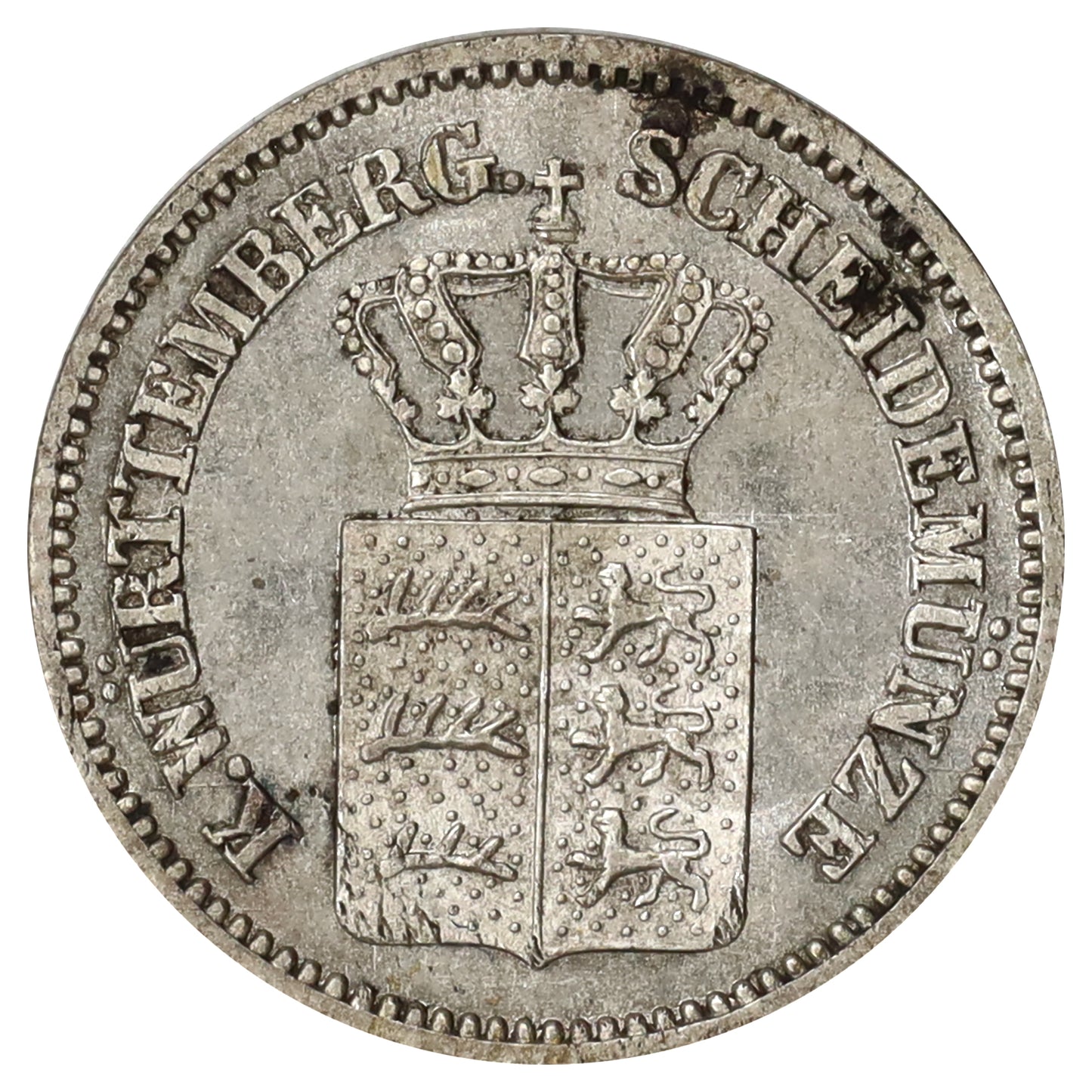 German States 1865 Wurttemberg Kreuzer Brilliant Uncirculated (MS63) spots