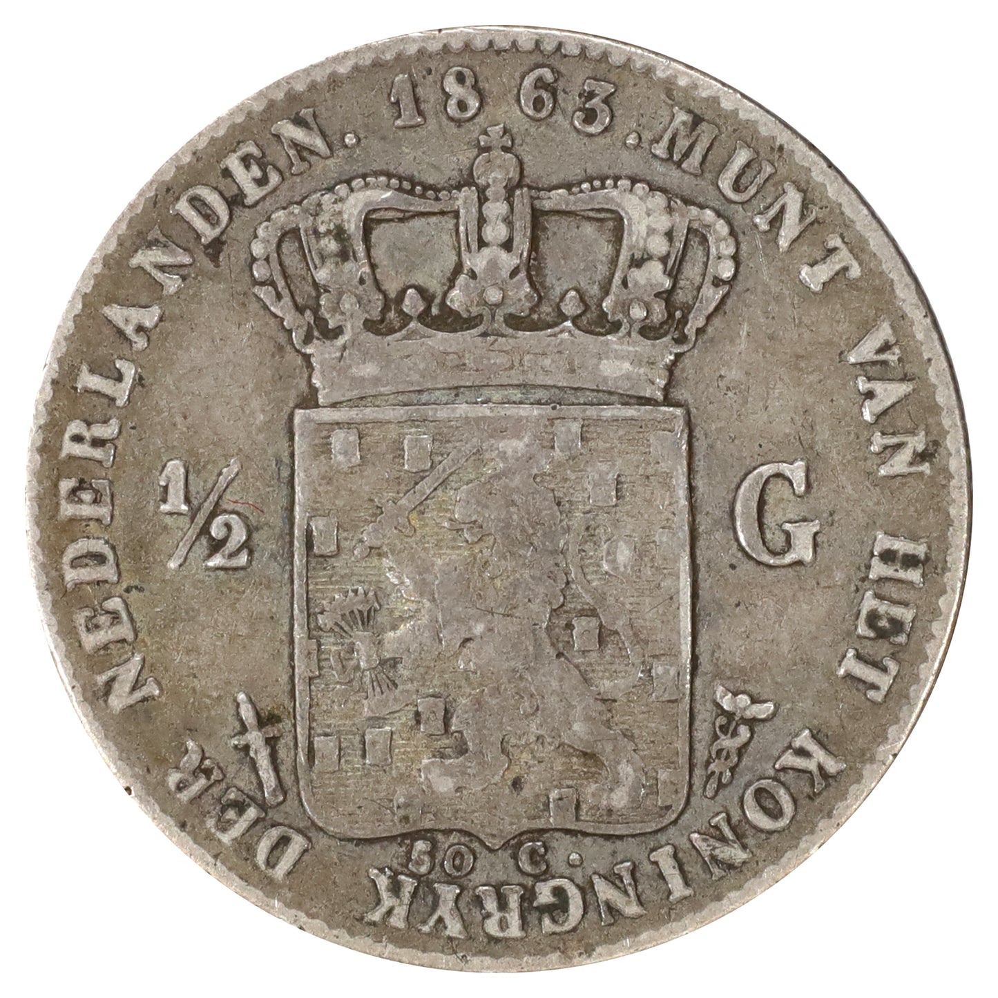 Holland 1863 William III Half Gulden (DOD)