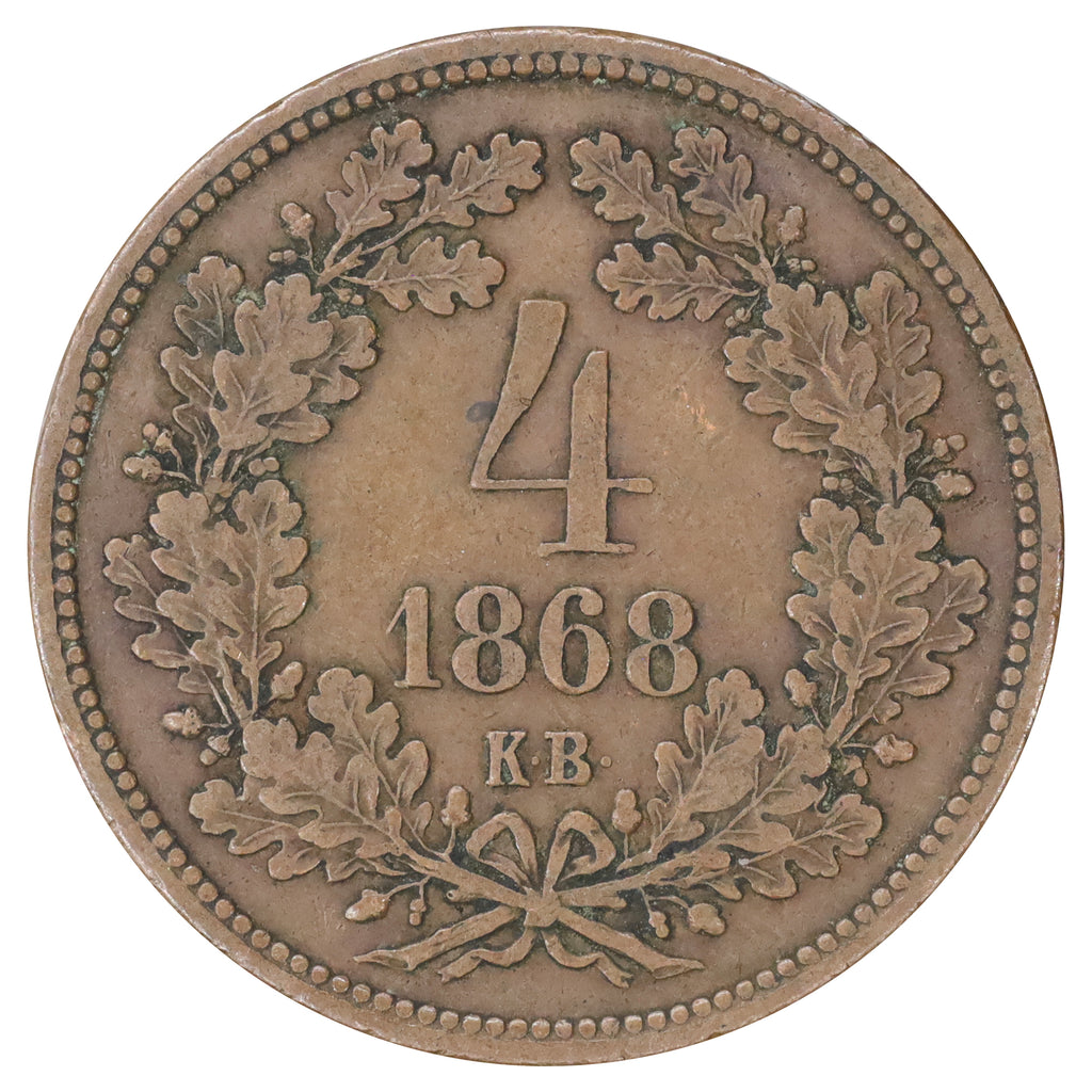 Hungary 1868 Franz Josef 4 Kreuzers (DOD)