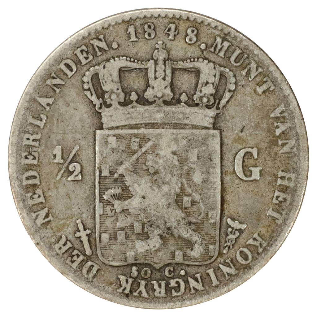 Netherlands 1848 Wilhelm II 1/2 Gulden (DOD)