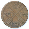 Sweden 1749 Frederick I 1 Ore SM Very Fine (VF20) DOD