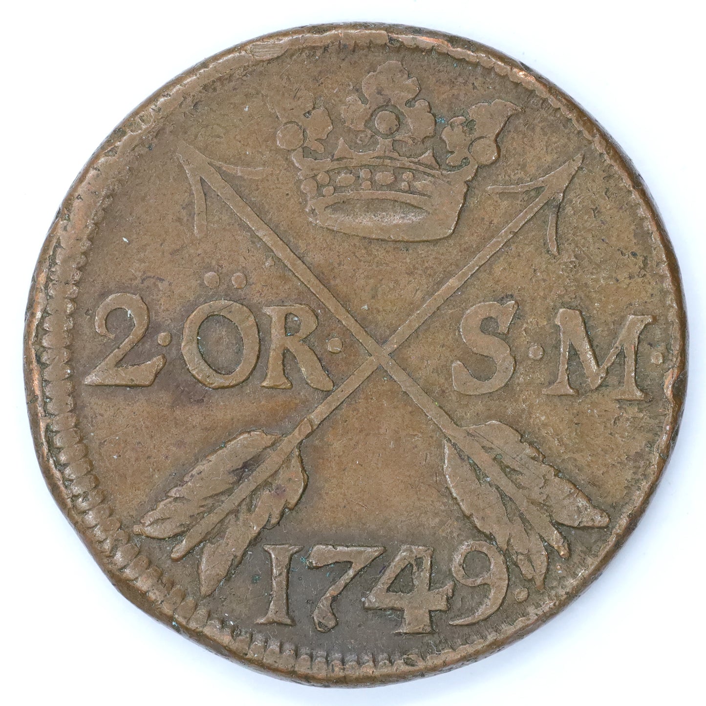 Sweden 1749 Frederick I 1 Ore SM Very Fine (VF20) DOD