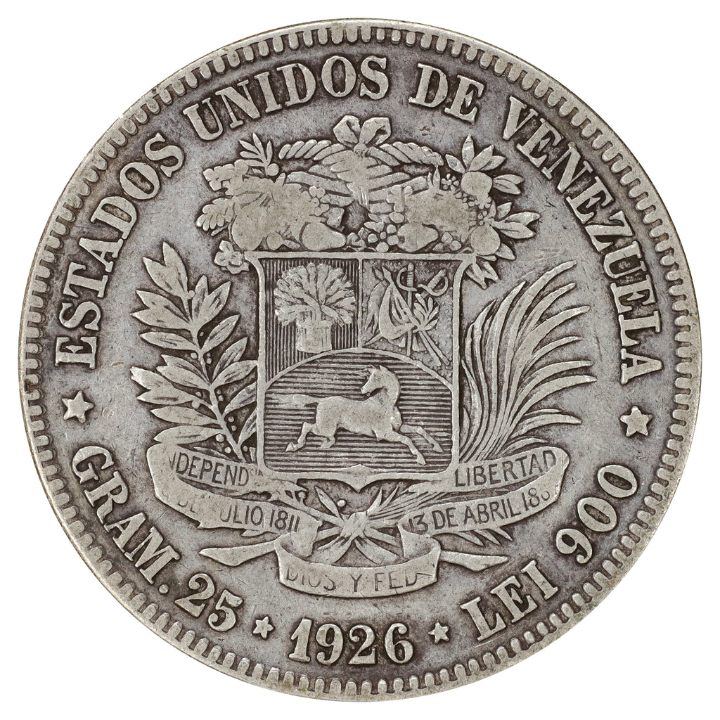 Venezuela 1926 5 Bolivares Very Fine (VF20) DOD