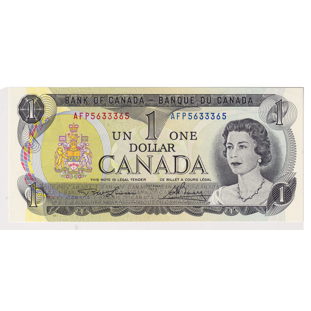 BC-46a-i-N1-iii 1973 Canada $1 Lawson-Bouey, 3-Digit RADAR AFP5633365, AU-UNC (AU55) DOP