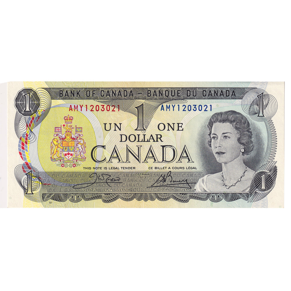 BC-46b-N1-iii 1973 Canada $1 Crow-Bouey, 4-Digit RADAR AMY1203021, AU-UNC (AU55) DOP