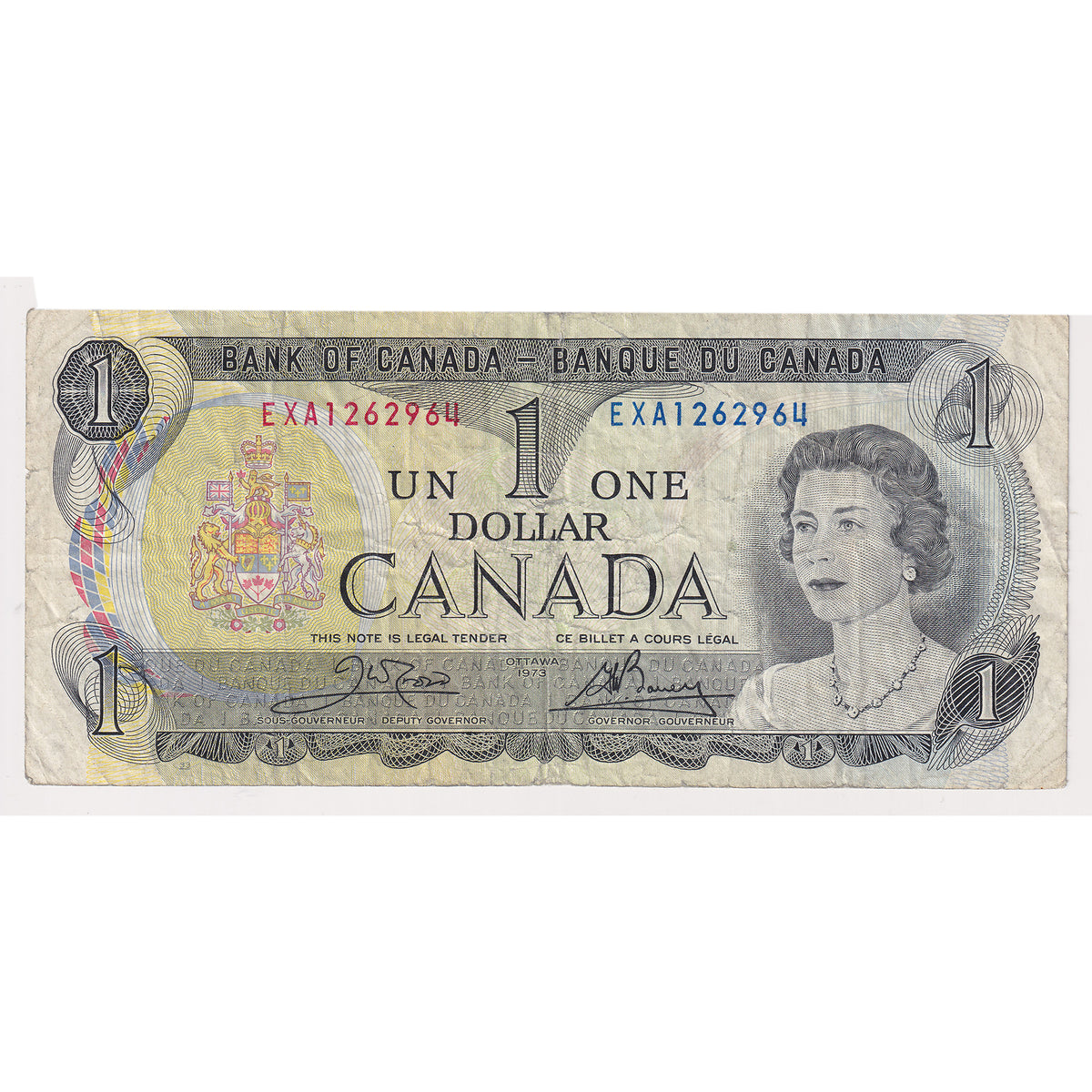 BC-46bT 1973 Canada $1 Crow-Bouey, Test Note, EXA, Fine (F12) damaged