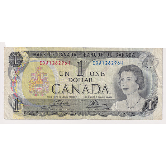 BC-46bT 1973 Canada $1 Crow-Bouey, Test Note, EXA, Fine (F12) damaged