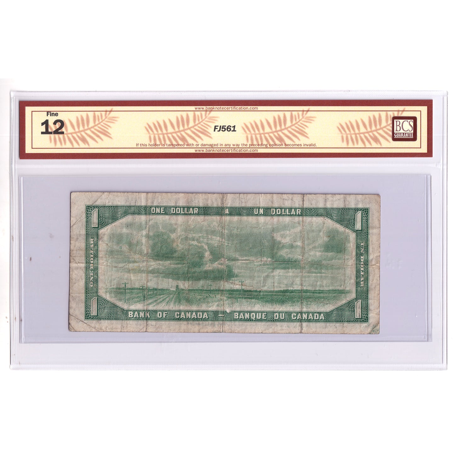 BC-29a 1954 Canada $1 Coyne-Towers, Devil's Face, B/A, BCS Certified F12 (DOP)