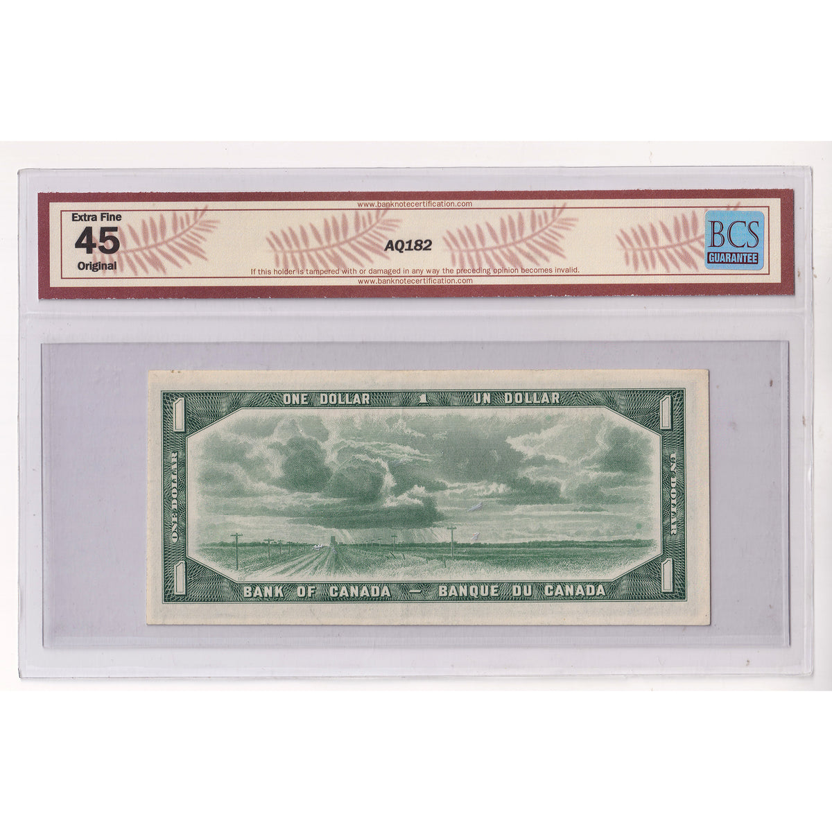 BC-37b 1954 Canada $1 Beattie-Rasminsky, Modified Portrait, O/Y, BCS Certified EF45 (DOP)