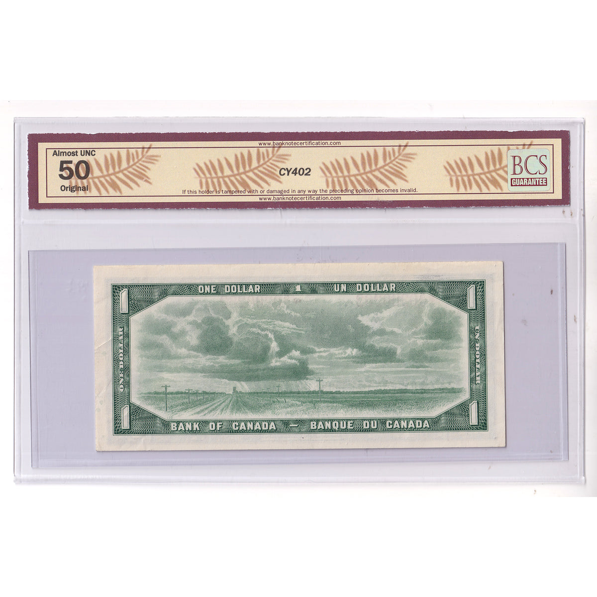 BC-37bA 1954 Canada $1 Beattie-Rasminsky, Mod. Portrait, Repl., *S/O, BCS Crt. AU50 (DOP)