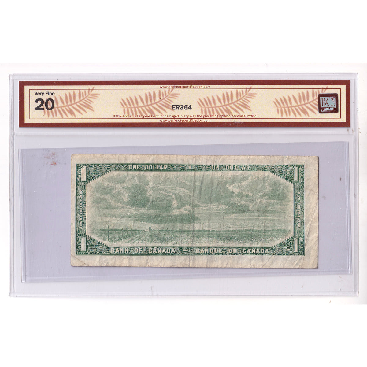 BC-37dA 1954 Canada $1 Lawson-Bouey, Mod. Portrait, Repl., *X/F, BCS Cert. VF20 (DOP)