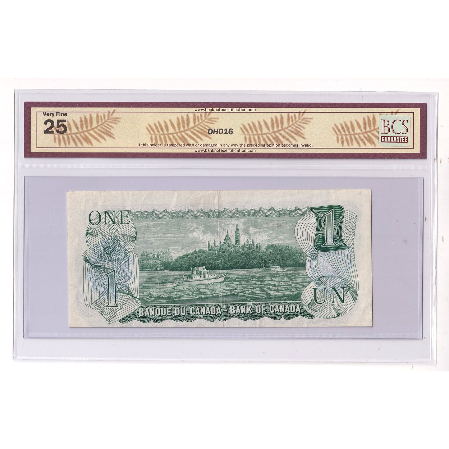 BC-46a-E25-i 1973 Canada $1 Lawson-Bouey, 2 Letter LZ, BCS Cert. VF25 (cut out of reg.)