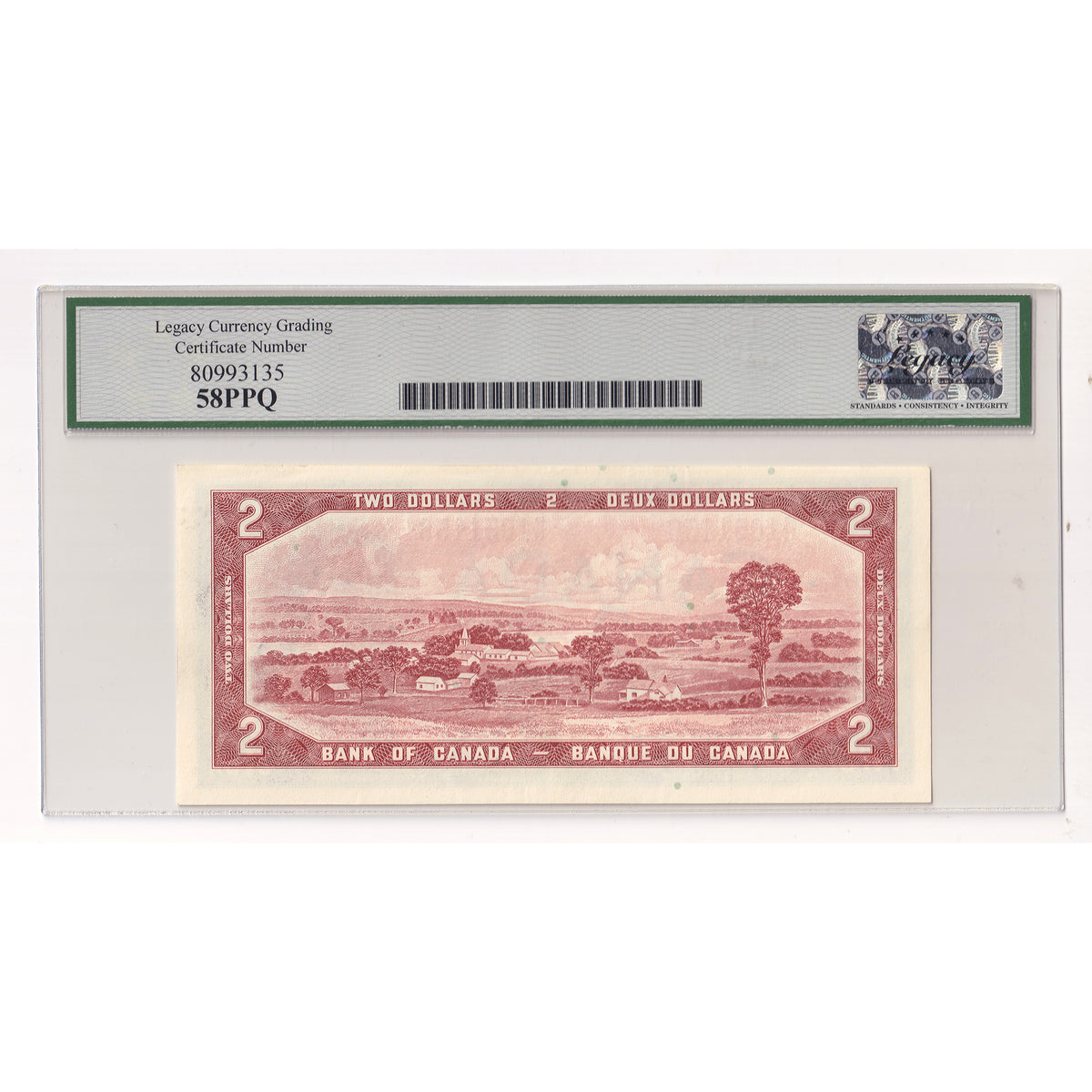 BC-38d 1954 Canada $2 Lawson-Bouey, R/G, Legacy Certified AU58 (DOP)