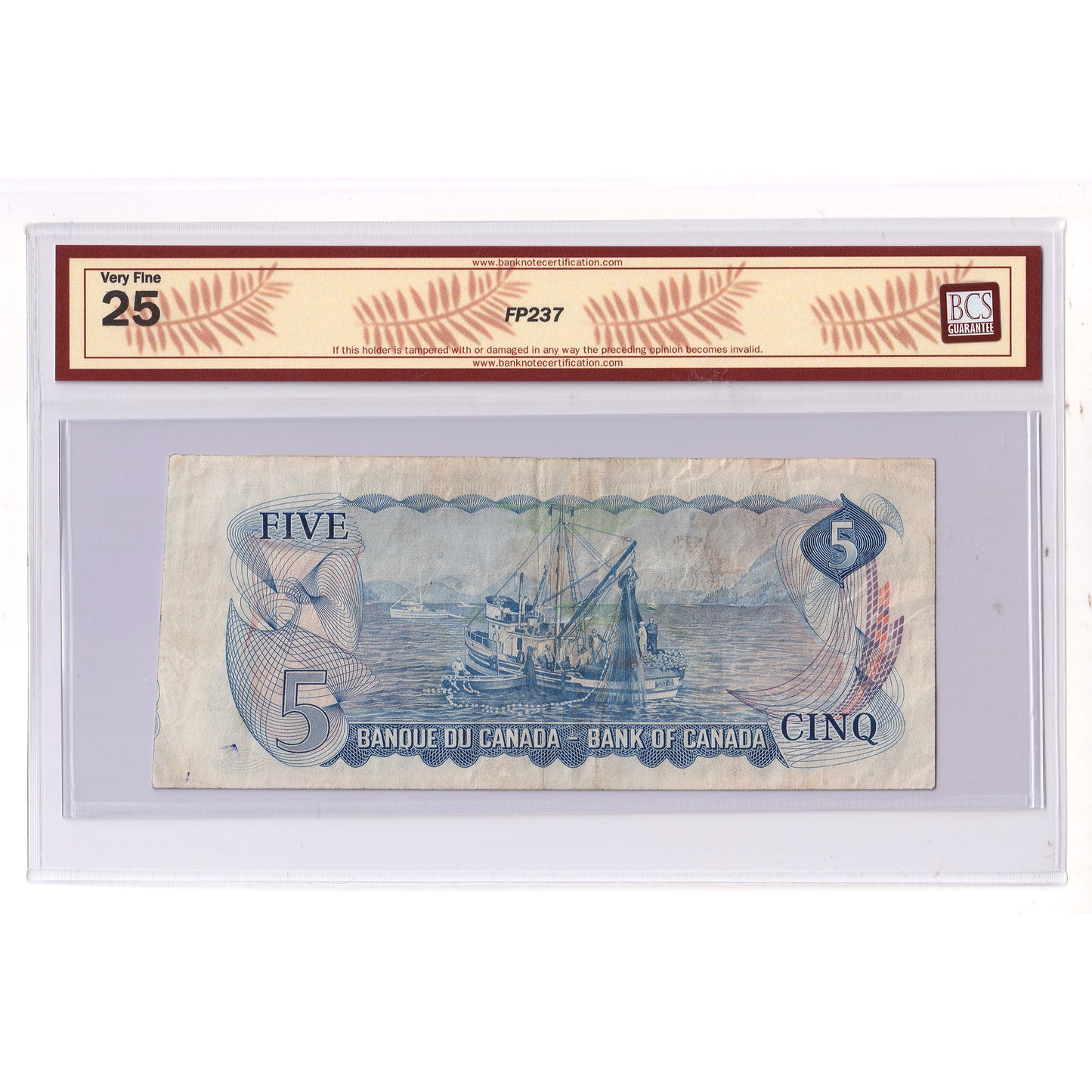 BC-48a-E25a-i 1972 Canada $5 Bouey-Rasminsky, CD, BCS Certified VF25 (cut off size)