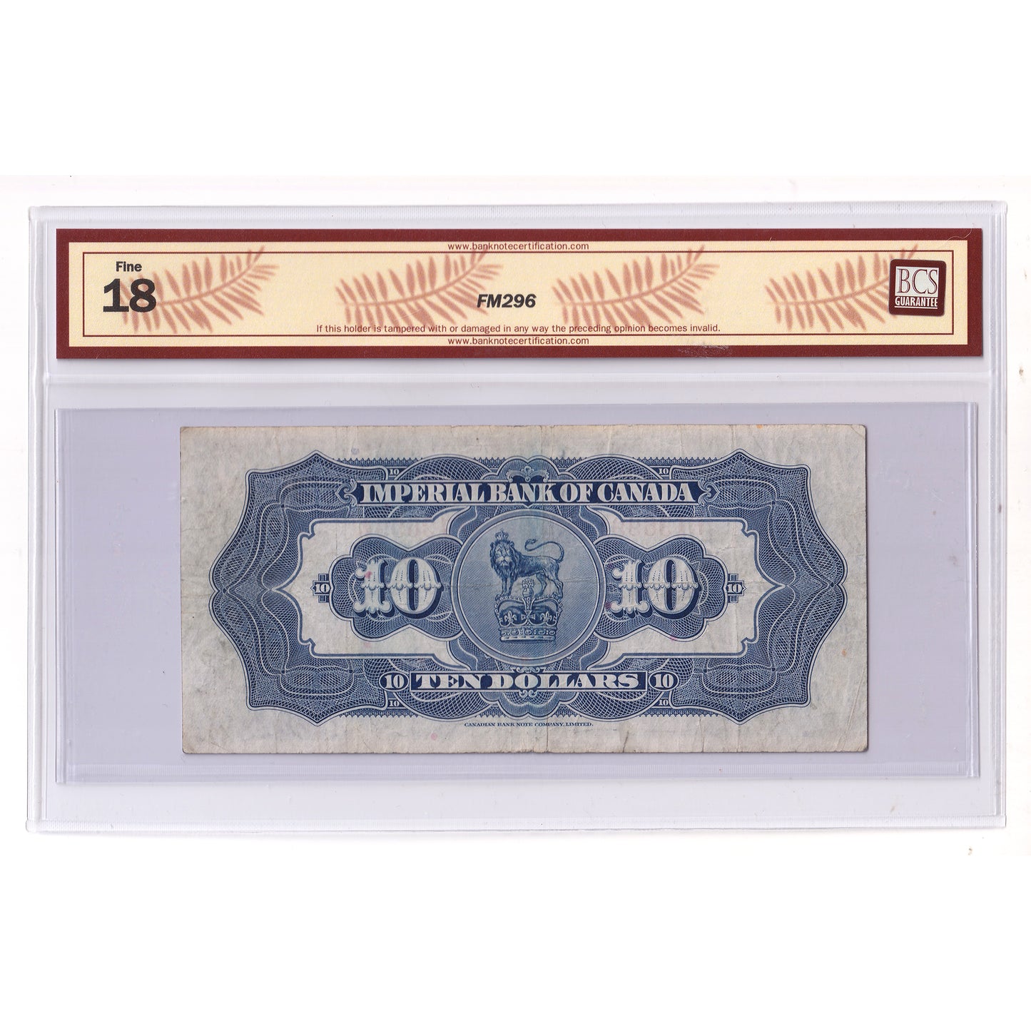375-22-06 1934 Imperial Bank $10 Phipps-Rolph, Check Letter A, F, BCS Cert. F18 (issues)
