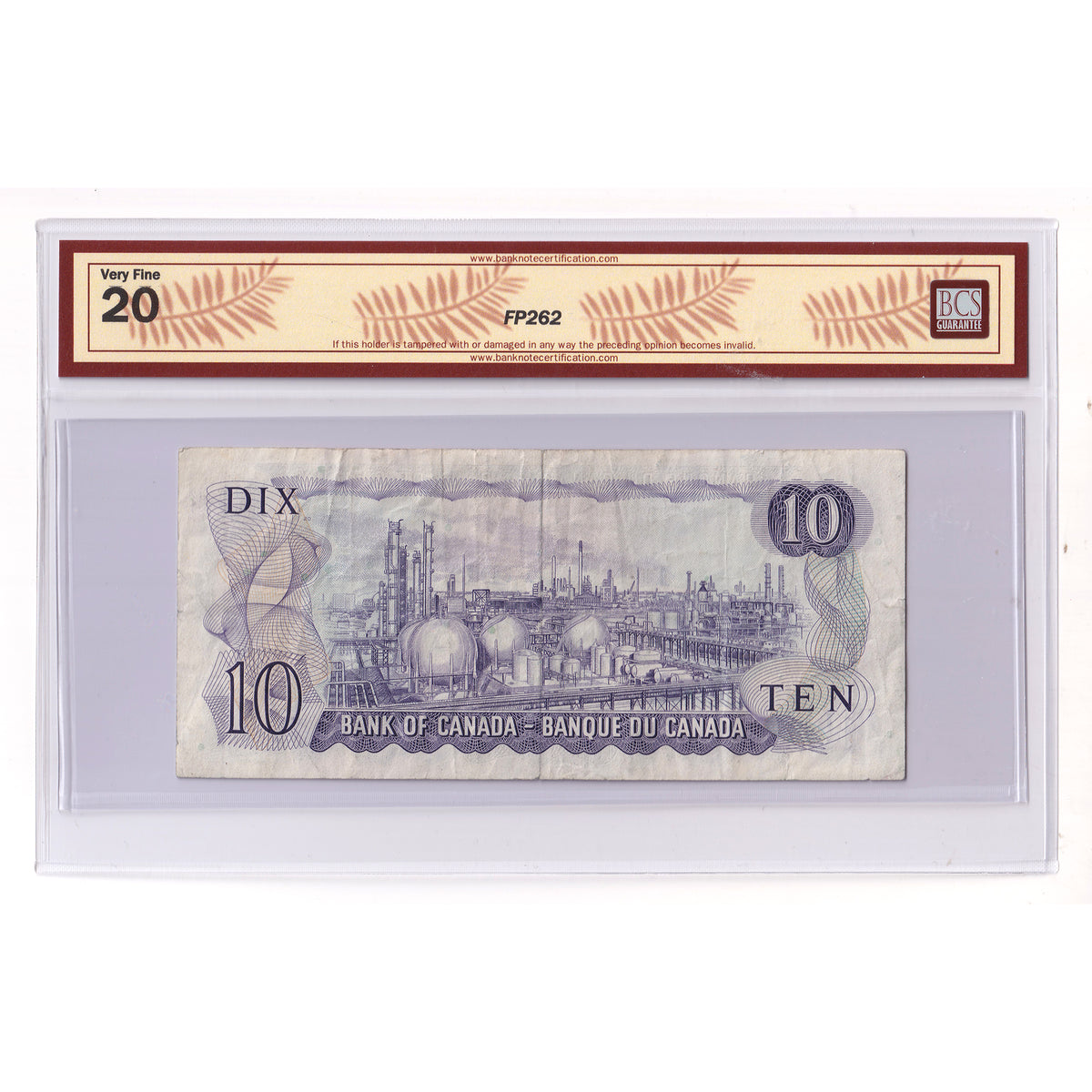 BC-49c-N1-ii-N0-iii 1971 Canada $10 L-B, 2 Let 2-RAD 4-Rep VU4144414, BCS Crt VF20 (iss.)