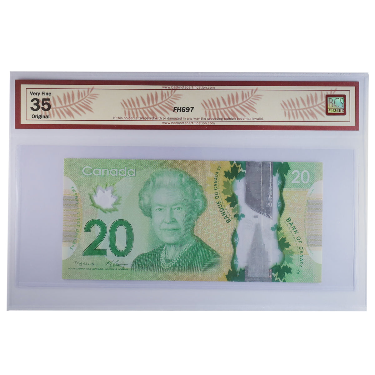 BC-71a-E18-vii 2012 Canada $20 Macklem-Carney, Misplaced Ser. # BSR, BCS Crt. VF35 (DOP)