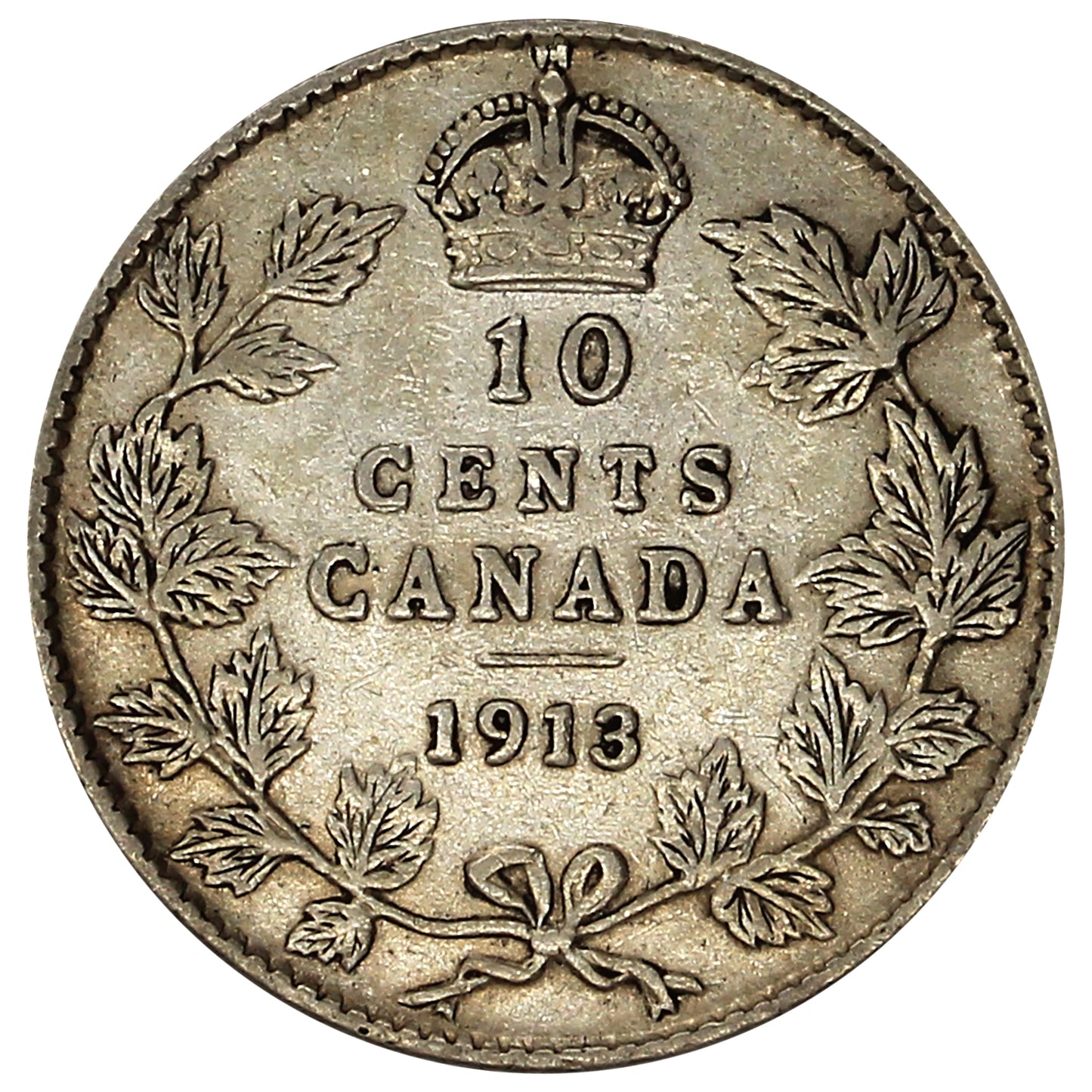 1913 Broad Leaves Canada 10-cents Very Fine (VF20) $