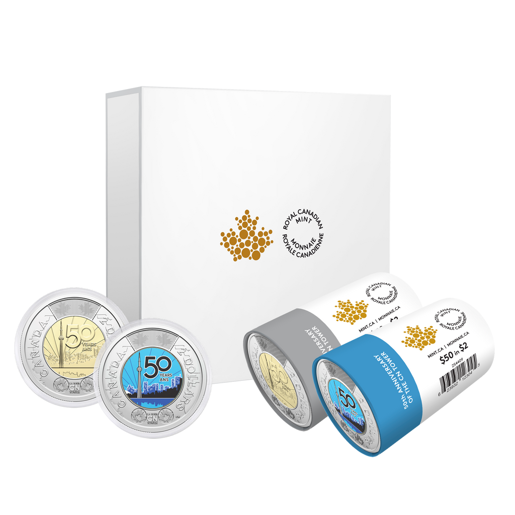 2026 Canada Pair of CN Tower $2 50th Anniversary Special Wrap 2-Roll Presentation Box