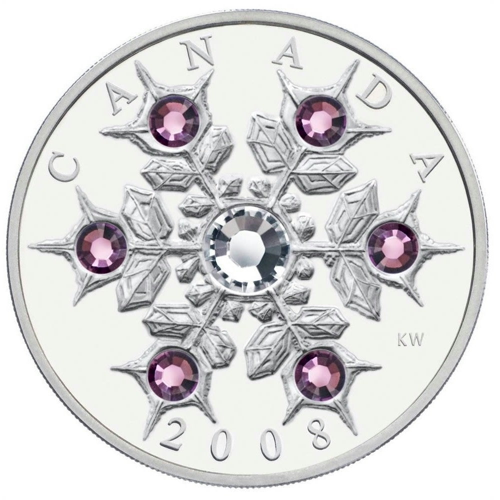 RDC 2008 Canada $20 Amethyst Crystal Snowflake Fine Silver (No Tax) impaired