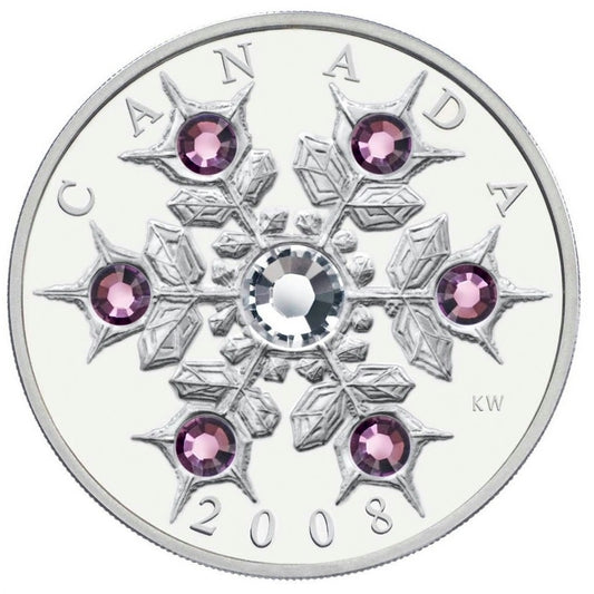 RDC 2008 Canada $20 Amethyst Crystal Snowflake Fine Silver (No Tax) impaired