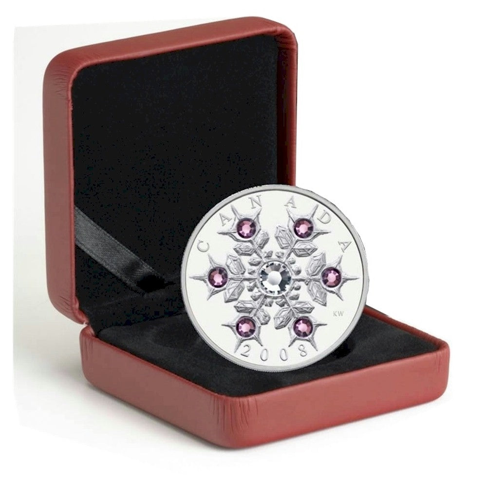 RDC 2008 Canada $20 Amethyst Crystal Snowflake Fine Silver (No Tax) impaired