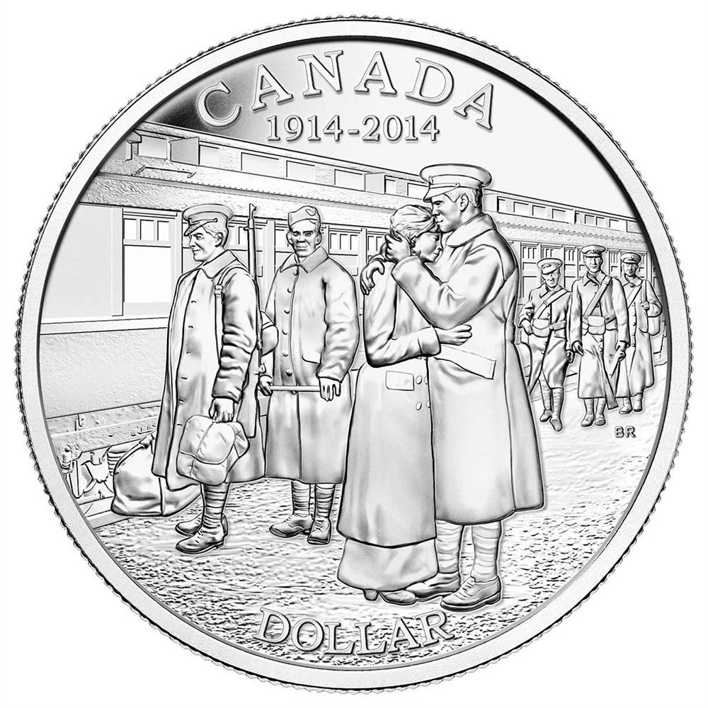 RDC 2014 Canada $1 100th Anniversary of the Declaration of WWI BU (No Tax) Writing on Sleeve