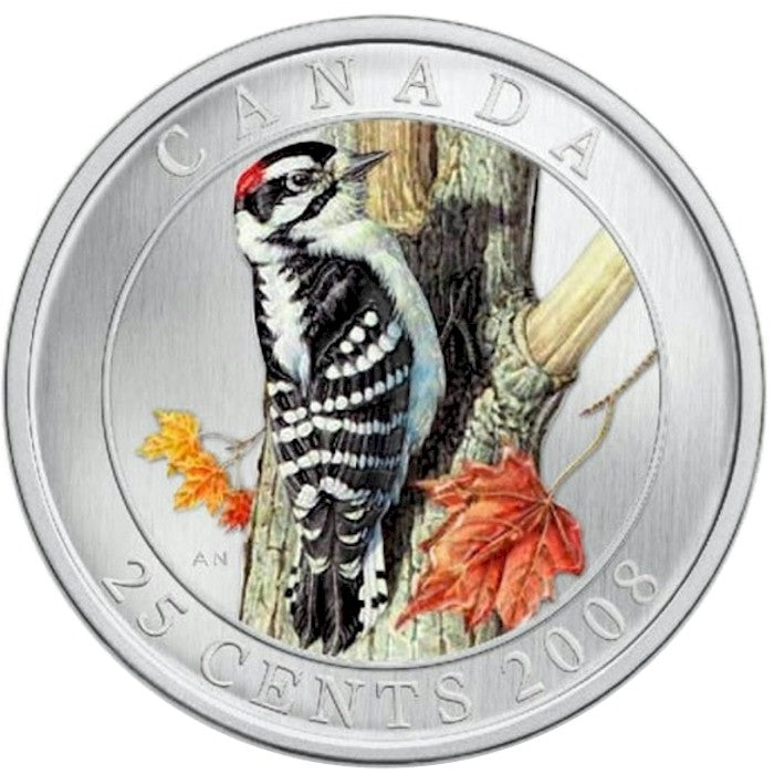 RDC 2008 25-cent Birds of Canada - Downy Woodpecker (sleeve scuffed)