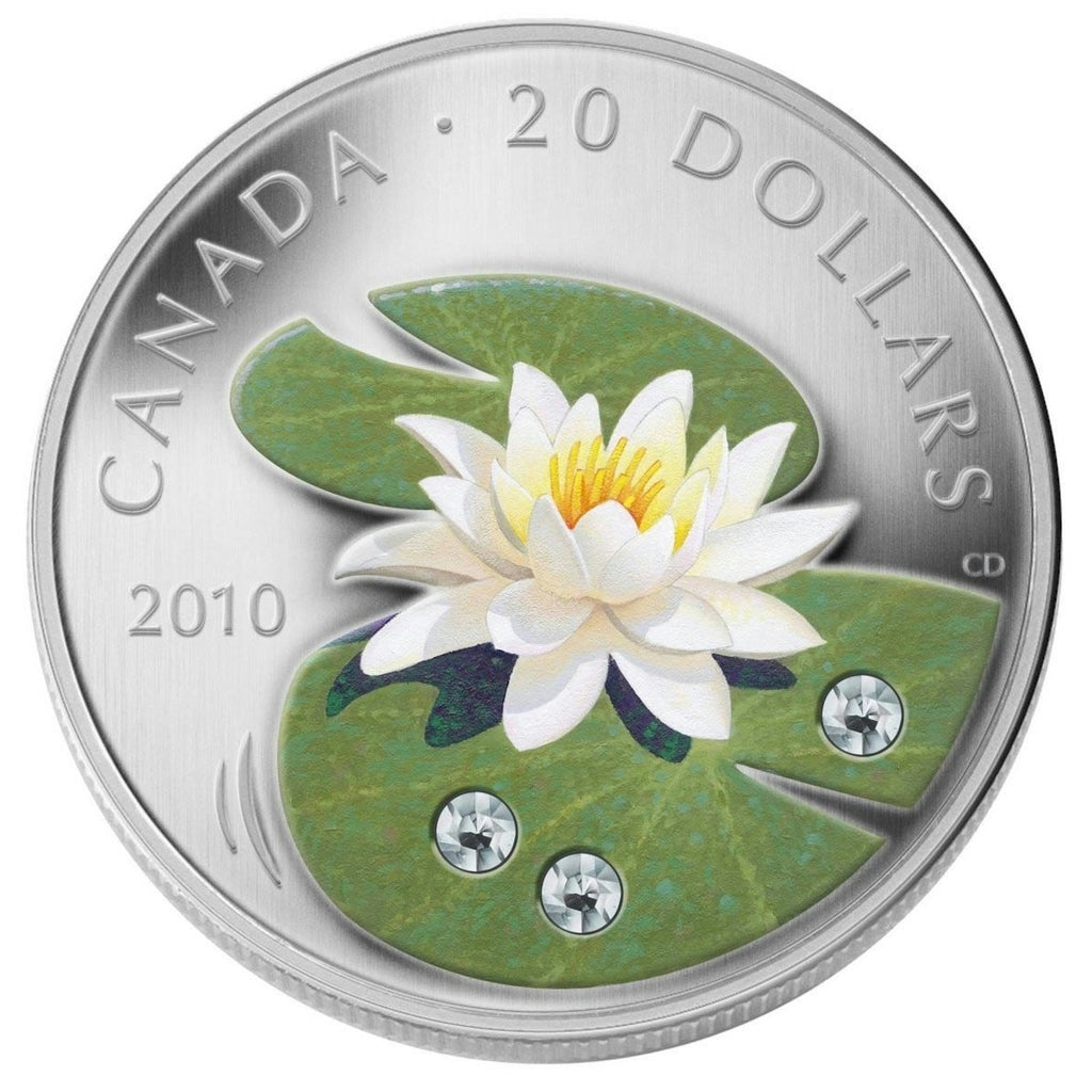 RDC 2010 Canada $20 Swarovski Crystal Water Lily (scratched capsule)