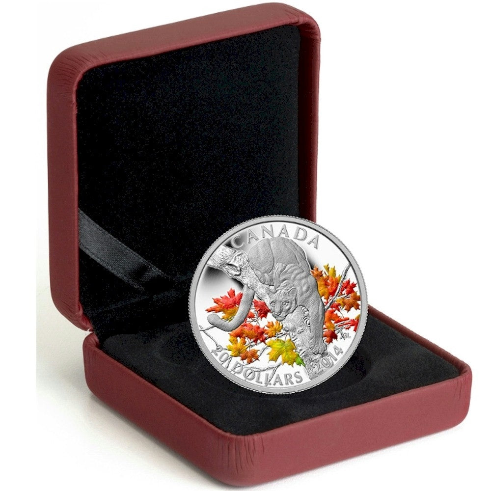 RDC 2014 Canada $20 Cougar - Perched on a Maple Tree Silver (No Tax) impaired